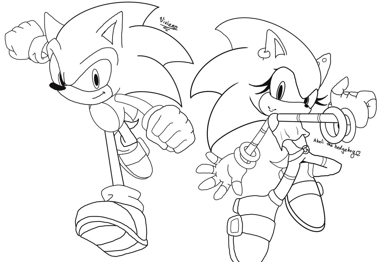 Sonic and Sonica Coloring Page by Akalithehedgehog on DeviantArt
