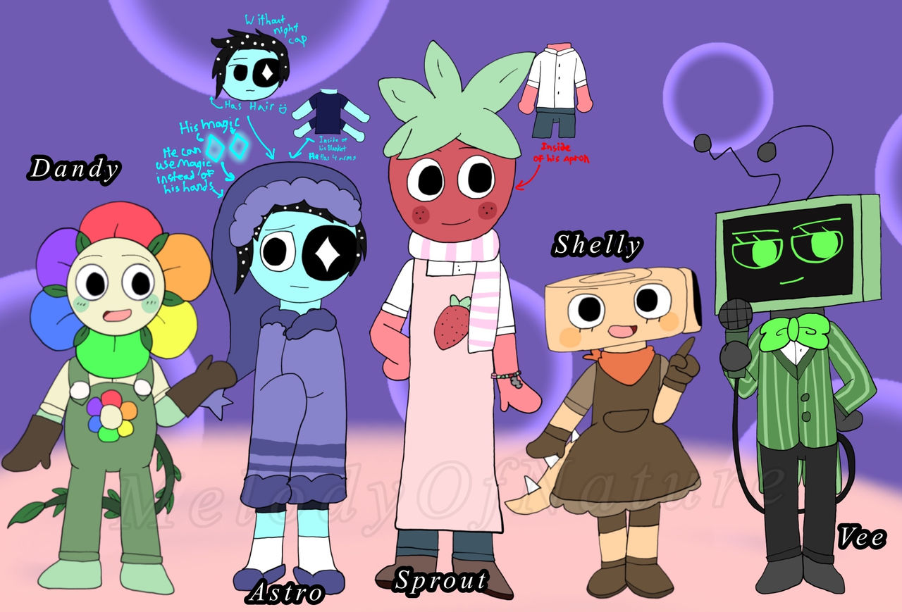 Dandy's world - Main toons + Dandy by MelodyOfNature on DeviantArt