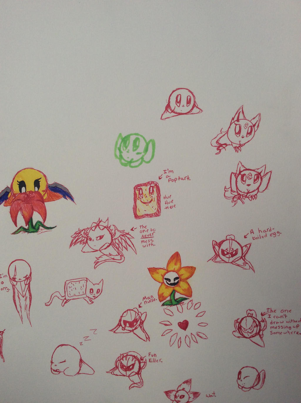 Red marker school doodles