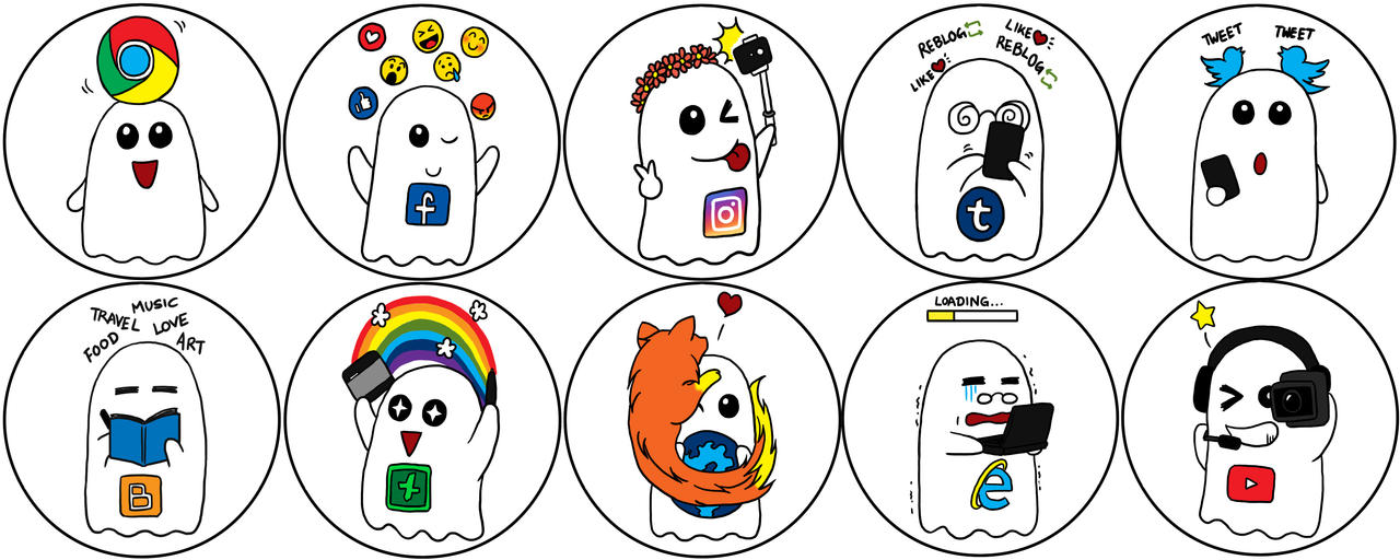 Boo Sticker Compilation: Social Media Set by IllusionEvenstar on DeviantArt