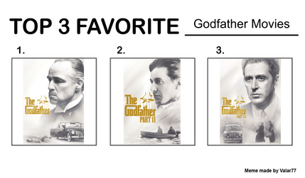 My top 3 favorite Godfather movies by ColbyTheGodfatherFan