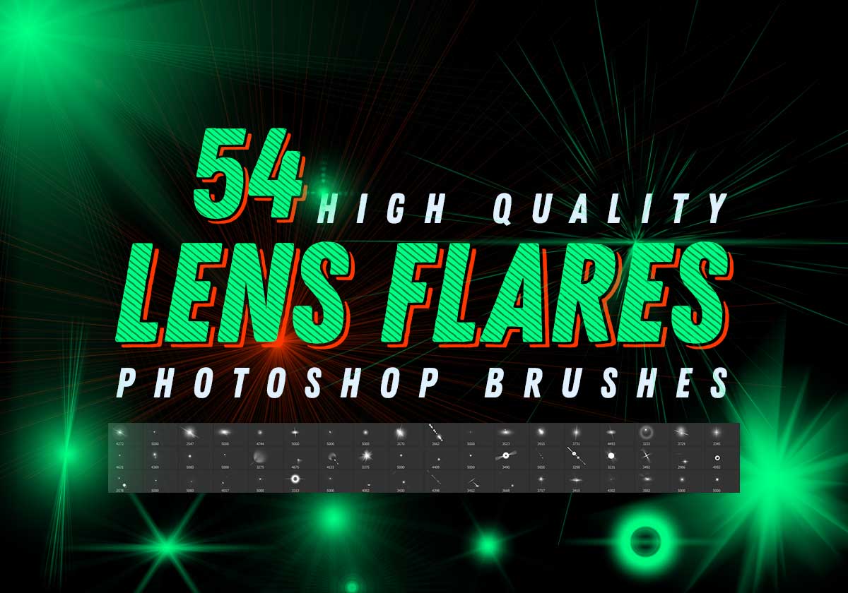 54 lens flares photoshop brushes pack