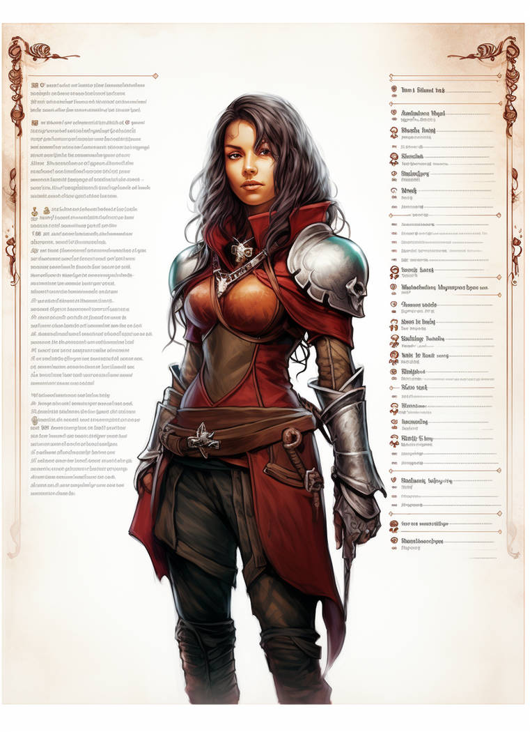 Printable D&D 5e Character Sheet: Female Fighter/Rogue