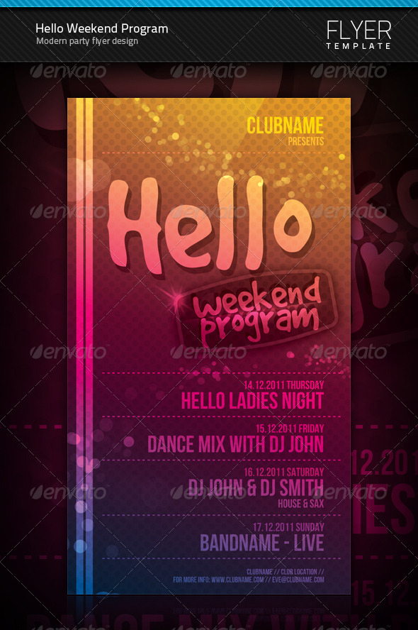 Hello Weekend Program Flyer