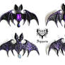 Black Purple OrnaBat - Bat Clay Pendant - Collage