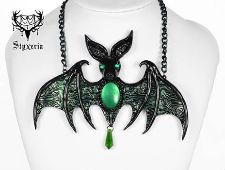 Black Green OrnaBat - Gothic Bat Clay