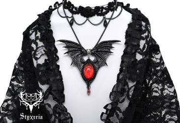 Vampire Gothic Clay Pendant 2 by StyxeriaArtCraft