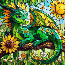 AI Stainglass Emerald Dragon