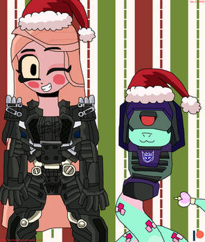 Charlie and Oc Jade as Clobber with santa hats