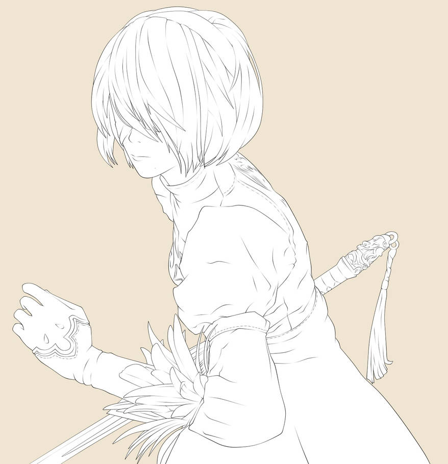 NieR: Automata 2B Line Art Part 2 by yrrej1 on DeviantArt