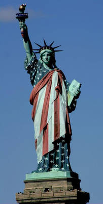 Statue of Liberty in American Flag