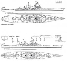 Battleships Line Drawings Montana Class Iowa Class