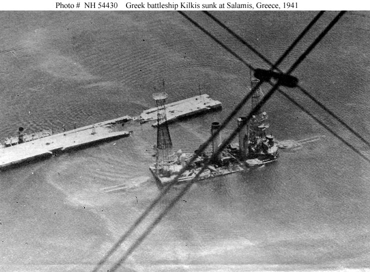 Greek BB Kilkis sunk at Salamis Greece 1941