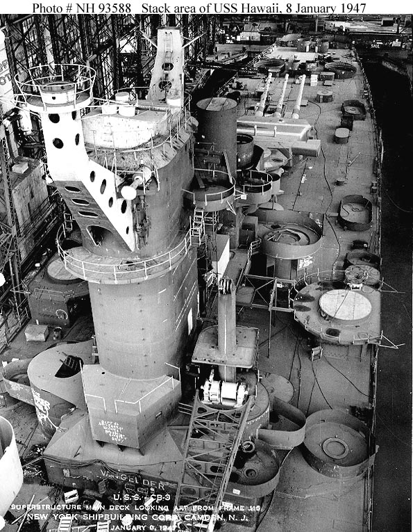 USS Hawaii CB-3 Stack Area 8JAN47