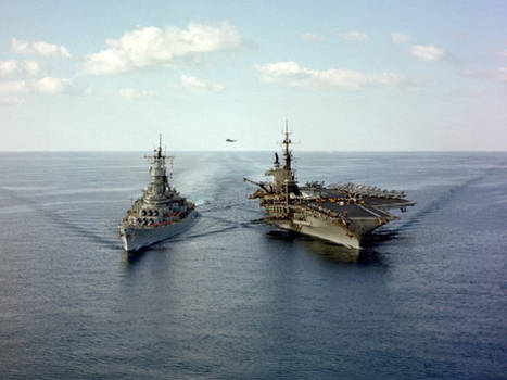 USS Iowa BB-61 and USS Midway CV-41 Persian Gulf