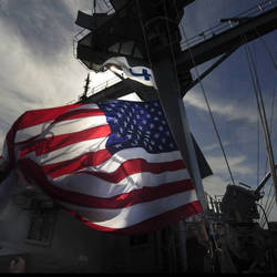 Church Pennant over 50star U.S. Flag