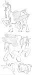 Alicorns - Lineart by Wormwoodworms
