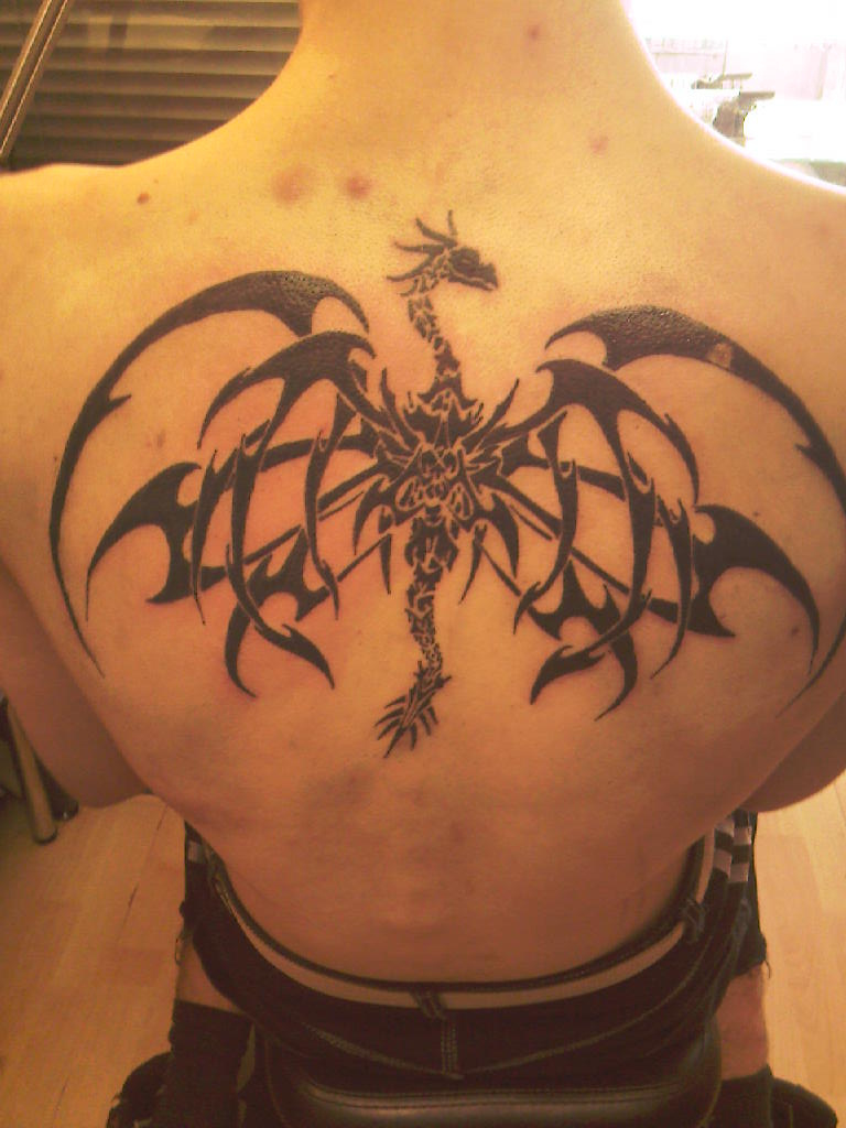 Back tribal dragon tattoo 160 Kick