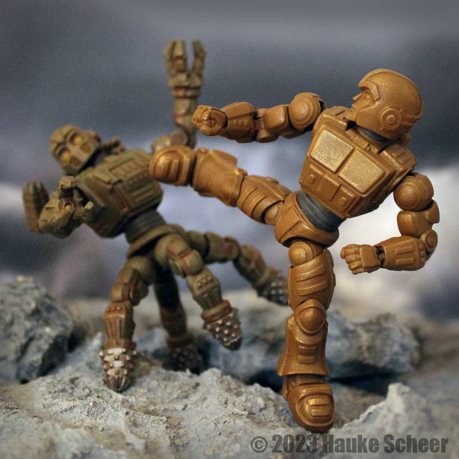 3D printed robot action figures posed B by hauke3000 on DeviantArt