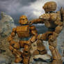 3D printed robot action figures posed R