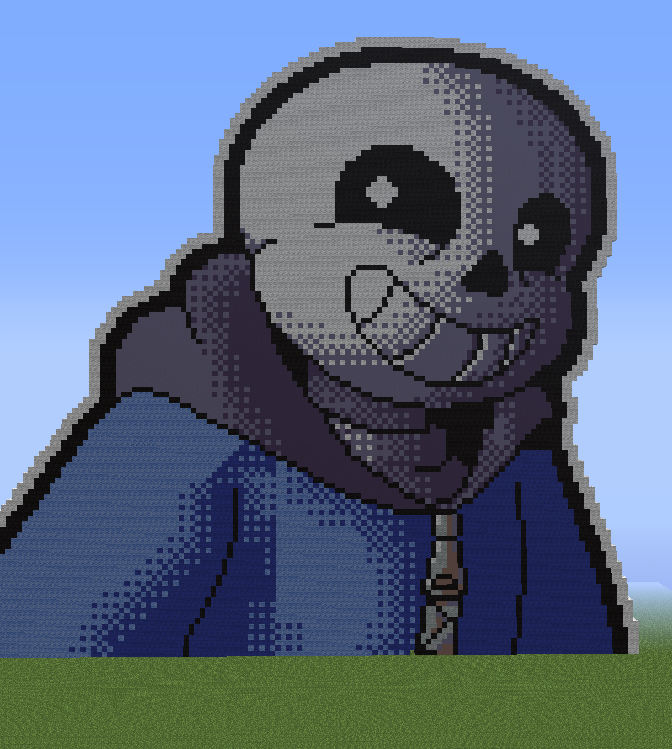 How to build SANS pixel art in Minecraft 