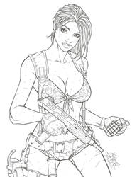 Babe with a gun...and a grenade.