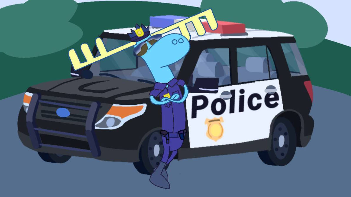 Officer Lumpy next to his cop car by Dylan665 on DeviantArt
