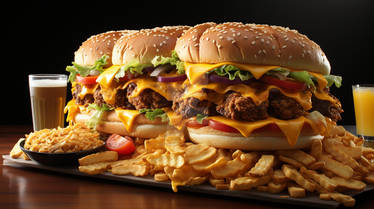 Photo realistic detailed double chesburger