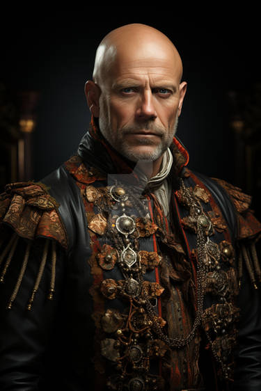 Bruce Willis in Napoleonic era officer uniform