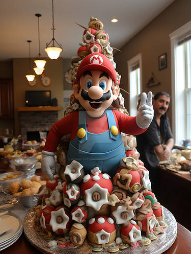 Mario cake with i love you cake zoo animal party