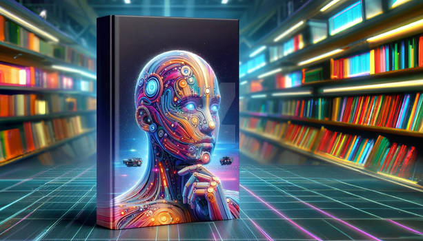 Remarkable Digital Library Interior Art and Book