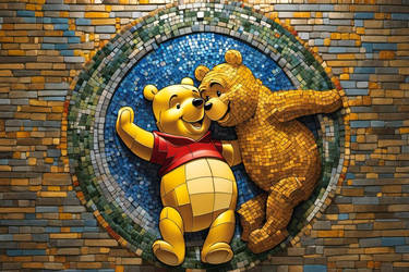 Embrace Whimsy: Winnie the Pooh Mosaic in Enamel 