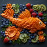 Fish made of carrots and blueberries + creativity