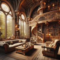 A fantasy living room in an old castle