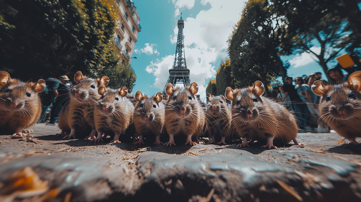 Paris Eiffel Tower Rats practice for Olympic Games by webartgallery on ...