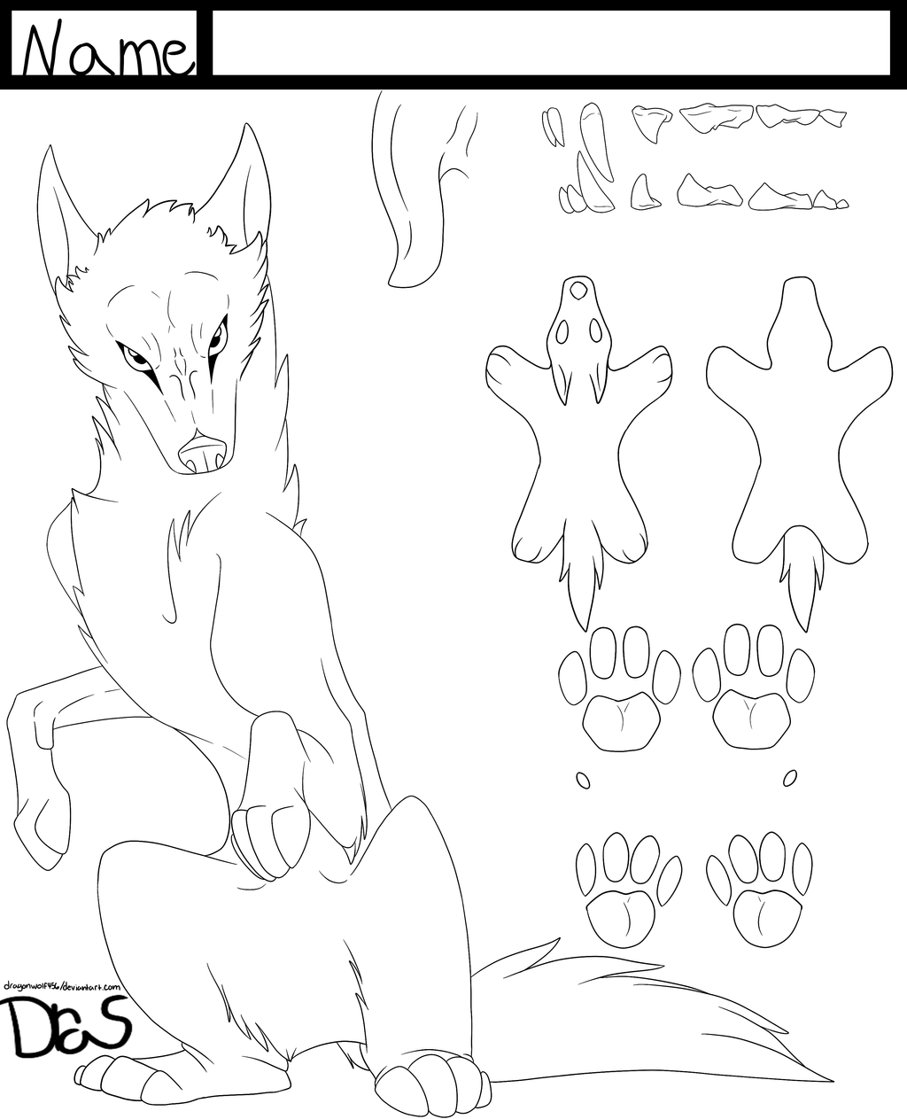 Free Wolf Reference LineArt by Draslonias on DeviantArt