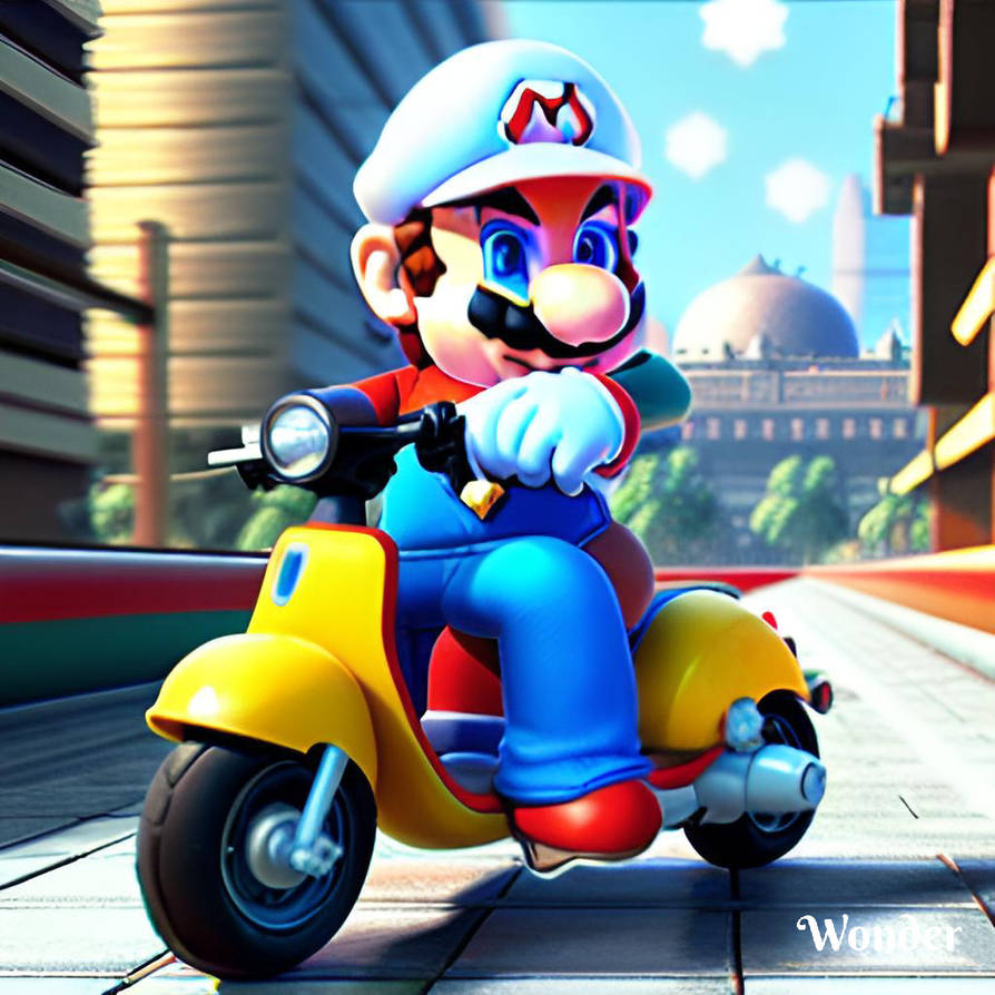 Mario riding a bike by MonkPool22 on DeviantArt