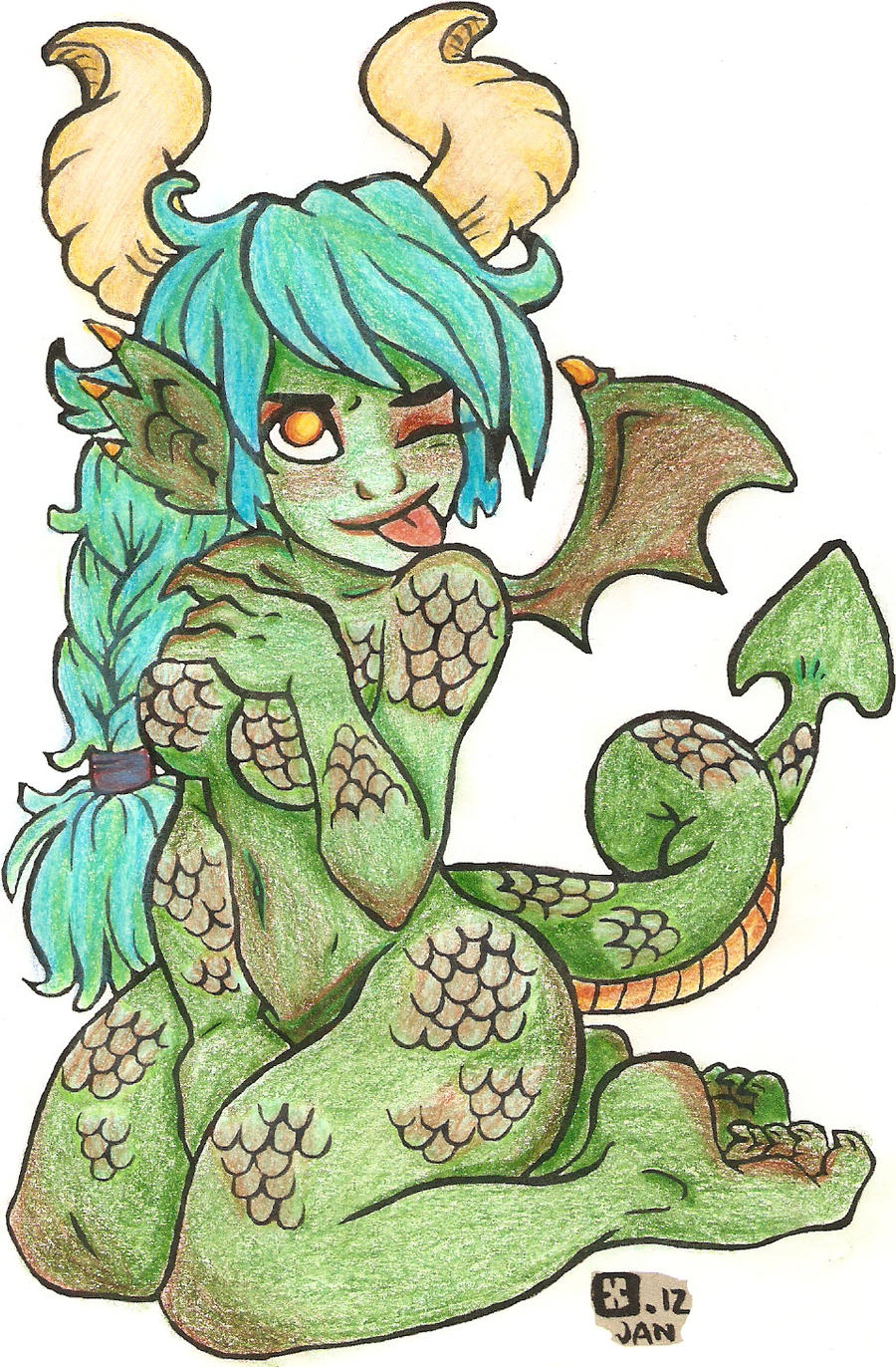 StressedJenny's DragonGal Coloured (BADLY)