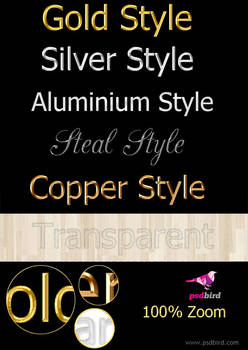 6 Photoshop style Pack (gold, steal, copper etc..)