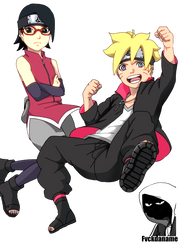 Boruto Uzumaki and Sarada Uchiha Render