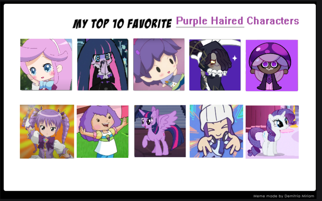 Purple Character Examples My Top 10 Favorite Purple-Haired Characters by Glitterfun on DeviantArt