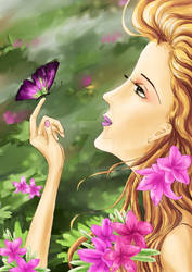 a girl and butterfly