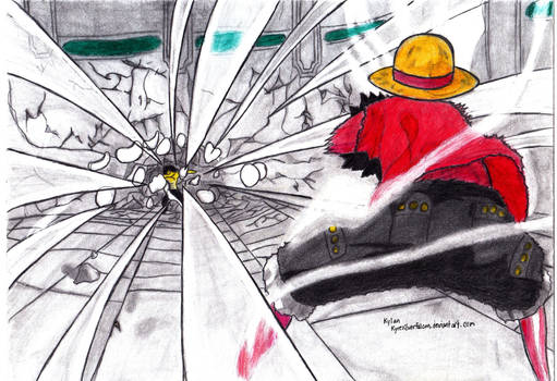 Monkey D. Luffy- Gummu Gummu No Jet Gattling!