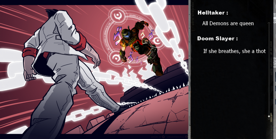 Helltaker vs Doom slayer in a jojo reference by freaksand on DeviantArt