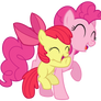 Pinkie Pie and Apple Bloom hugs