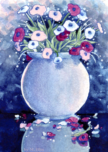 Vase of anemone flowers by Diaris