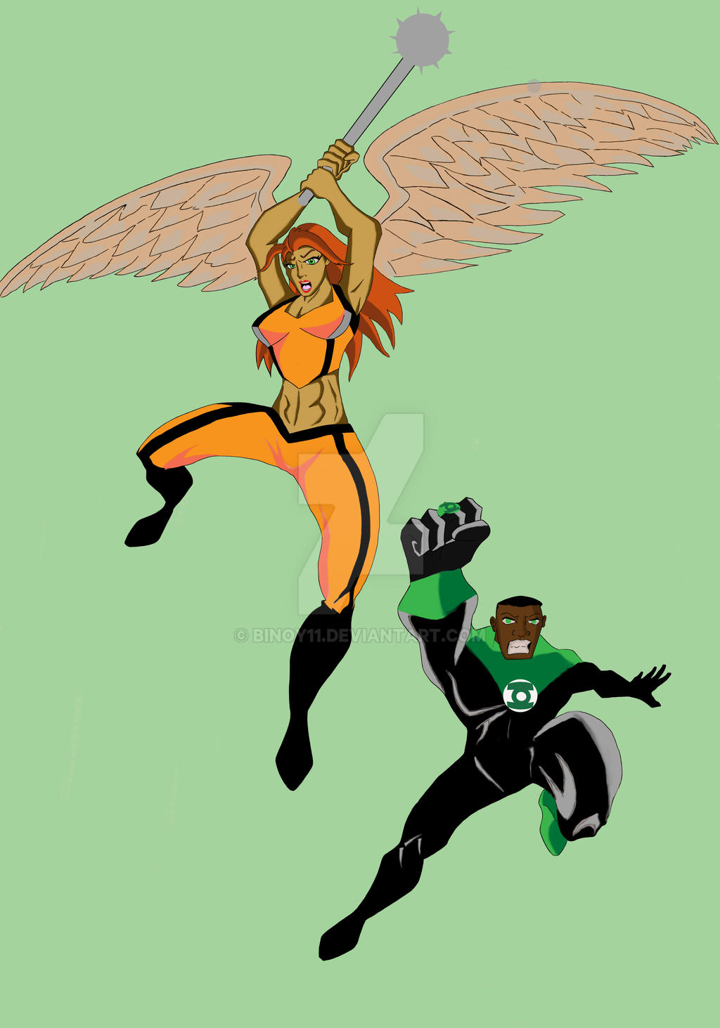 Hawkgirl And Green Lantern