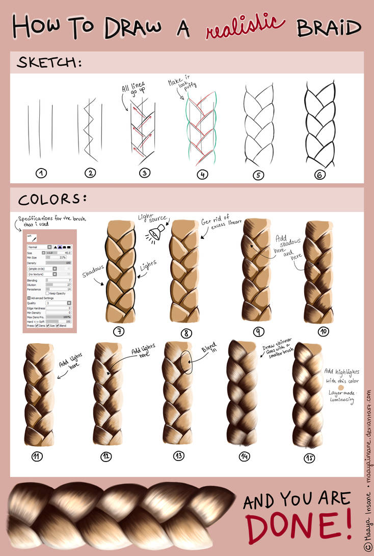 How to draw a realistic braid - tutorial (SAI) by maaya-art on DeviantArt