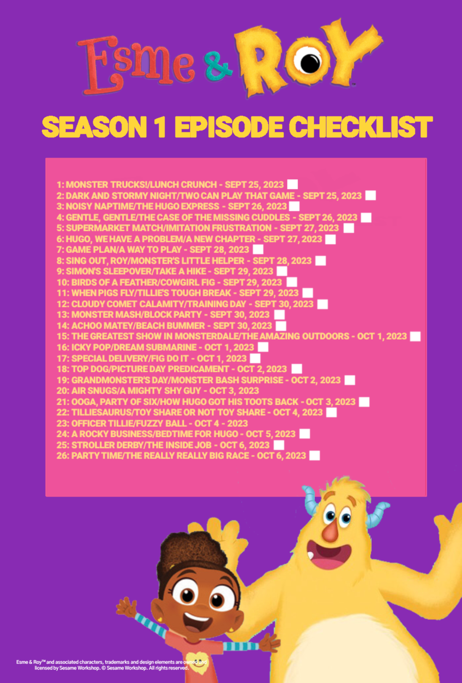Esme and Roy | Season 1 Episode Checklist by brianmatthew46 on DeviantArt