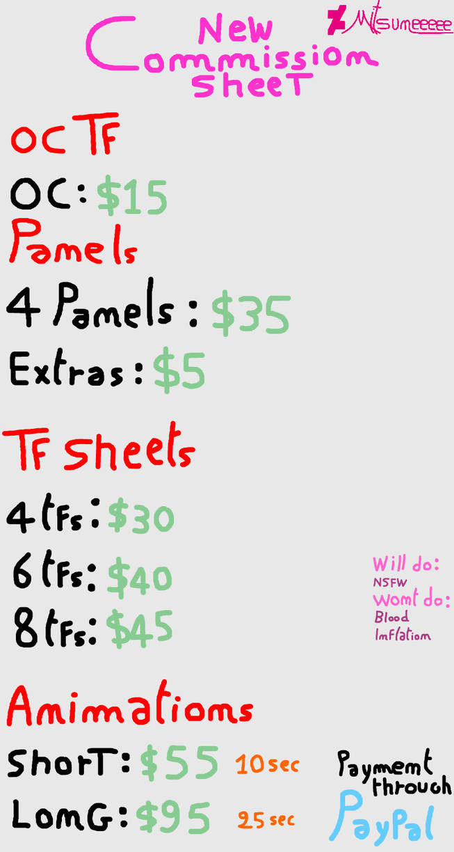 comm sheet update by mitsuneeeee on DeviantArt
